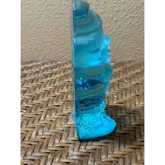 Vintage Viking  Glass Frosted Clown Figurine In Blue - Picture 4 of 8